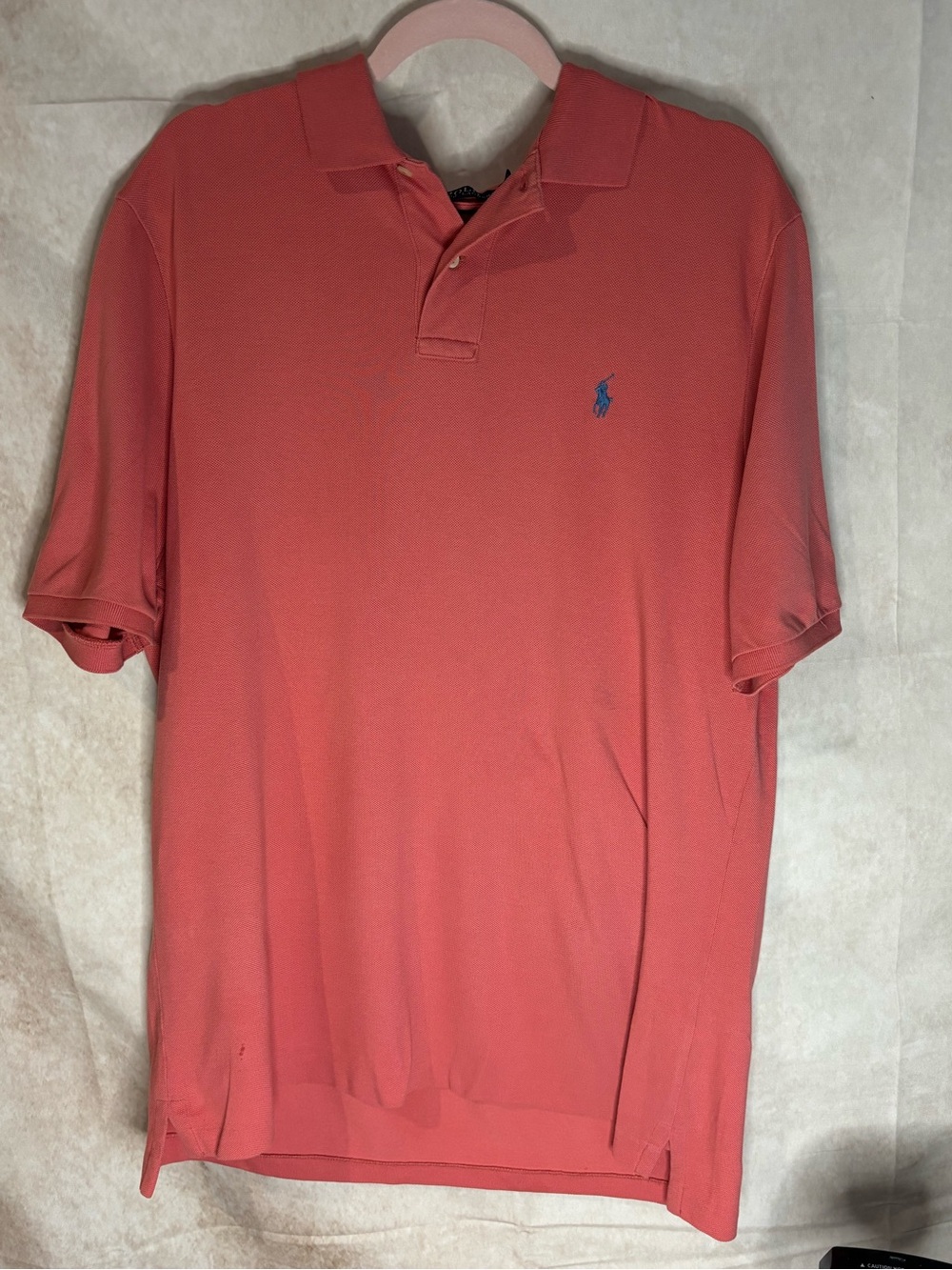 Ralph Lauren Men's Coral Polo with Blue Pony Embroidery